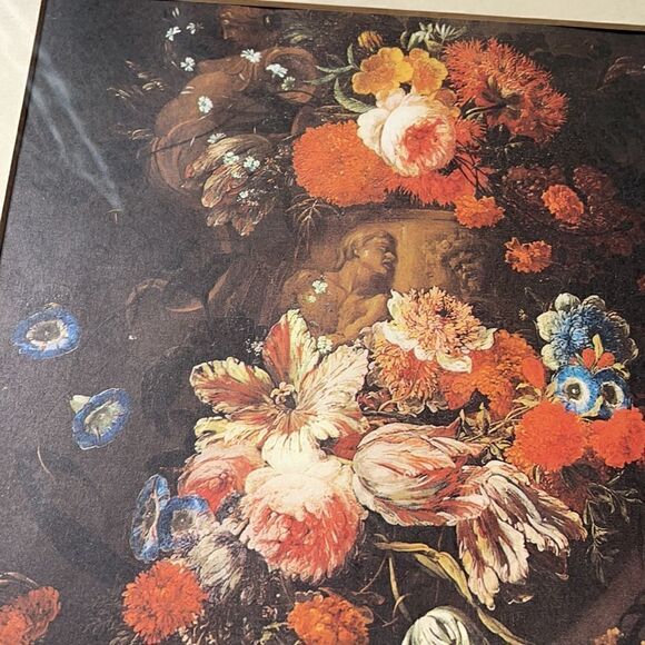 Vintage Matted and Framed Floral Print by Jan Bruehel named “Flowers in a Vase.” - Picture 11 of 16